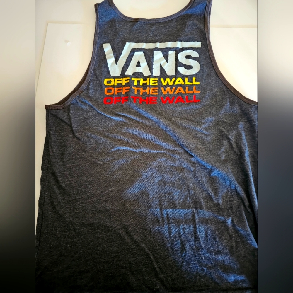 *VINTAGE* Vans multi color logo on black tank top